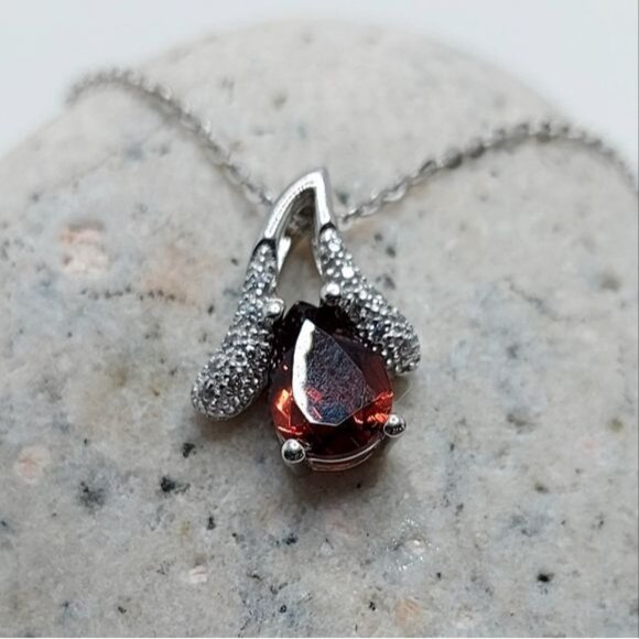 Natural Mozambique 9x6mm & Cz Unheated‎  925 Sterling Silver Necklace 18" - Picture 6 of 6